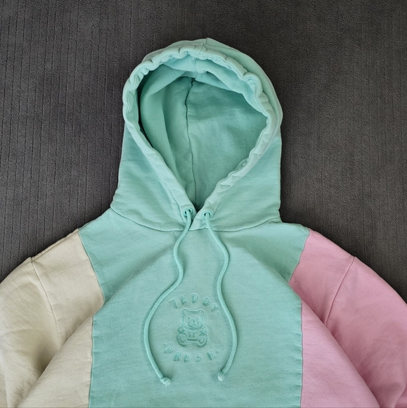 Teddy Fresh Women's Pastel Colorblock Hoodie Size Medium - Picture 2 of 9